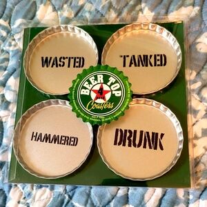Beer Top Coasters Set - Silver